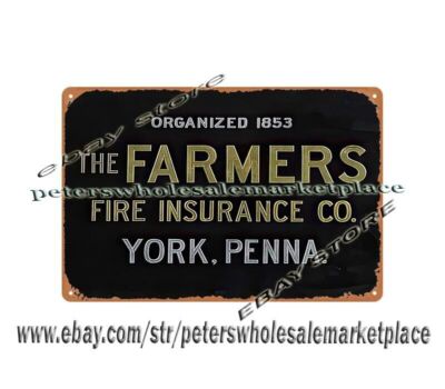 Farmers Fire Insurance metal tin sign contemporary man cave club artists