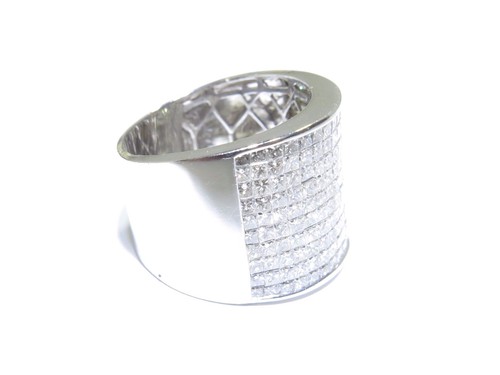 14k White Gold Princess Cut 5.00ct Beautiful White Diamond Invi Set Ring - Picture 3 of 6