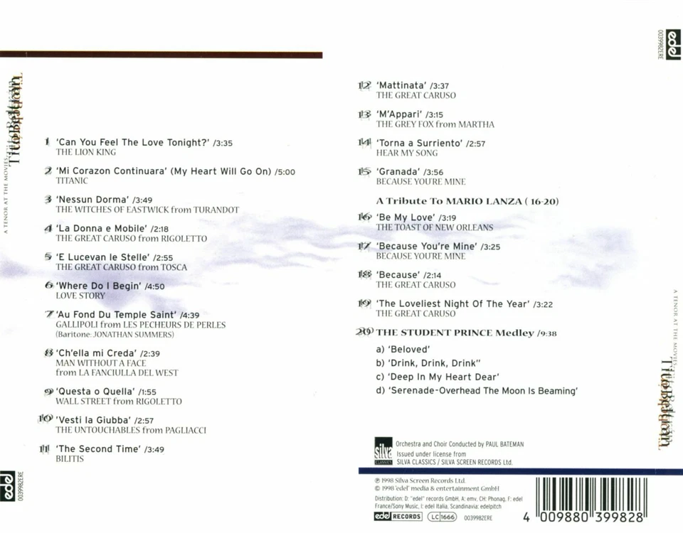 Tito Beltran - A Tenor At The Movies ° CD-Album von 1998 ° WIE NEU ° - Bild 2 von 2