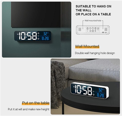 Digital Clock Large Display, LED Alarm Clock for Living Room Decor, Rechargeable - Picture 5 of 9
