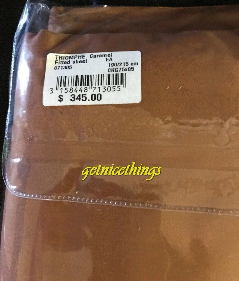 $345 NUEVO CON ETIQUETAS Yves Delorme 18" Sábana Ajustable Caramelo Calabaza Algodón Satén Francia Nueva Foto 4 de 4