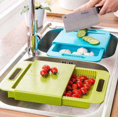 Universal Over Sink Cutting Chopping Board Colander Strainer Food