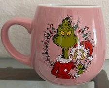 Dr. Seuss The Grinch & Cindy Lou Who Pink 16 oz Mug Every Who Down In Who-Ville