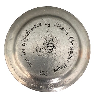 Johann Christopher Heyne Pewter Reproduction Plate  Wilton COLUMBIA PA - 4''