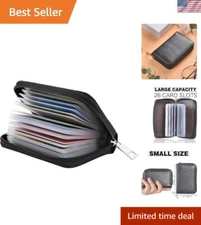 Chic Genuine Leather Credit Card Holder with 26 Slots - Ultimate RFID Protection