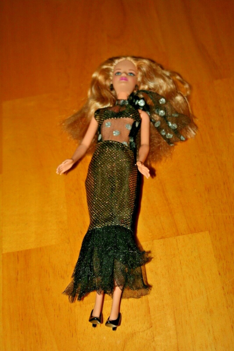 Mattel Barbie Doll Gold/Black Dress-Used-Crimped Hair | eBay