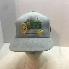 Vintage John Deere Light Blue Denim Hat Trucker Cap Snapback Tractor A