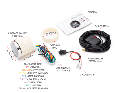 Motorcycle GPS Speedometer 52mm Diameter with MPH and KPH plus Display Lights - Picture 7 of 7