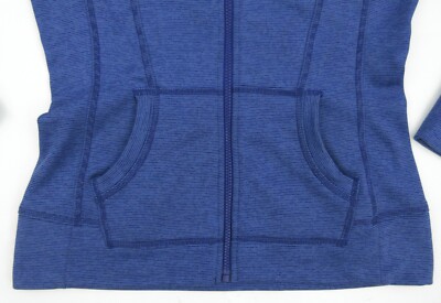 Athleta Stripe Strength Full Zip Hoodie Jacket Blue Sz Small