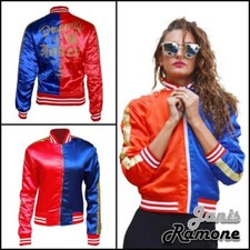 Womens Red Blue Jacket Property Of Joker Halloween Cosplay Costume Fancy Outfit