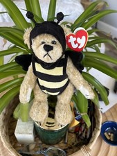 TY 1993 The Attic Treasure Collection Beezee The Bear in a Bee Costume 8"Jointed
