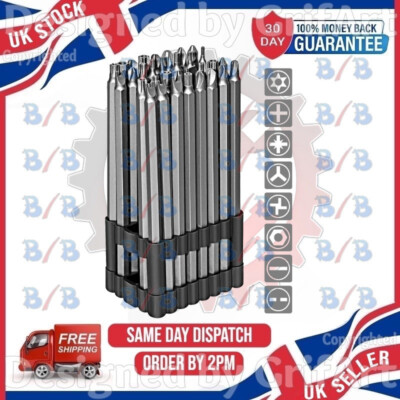 32 EXTRA LANGE 150 MM SECHSKANT TORX STAR SICHERHEITS-BIT-SET MANIPULATIONSSICHER SCHRAUBENDREHER-BITS