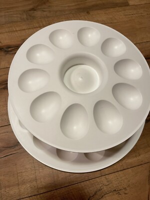 食器   Divelled egg tray Amazon.com | YU&CH Ceramic Sunflower Deviled Egg Tray - White Egg