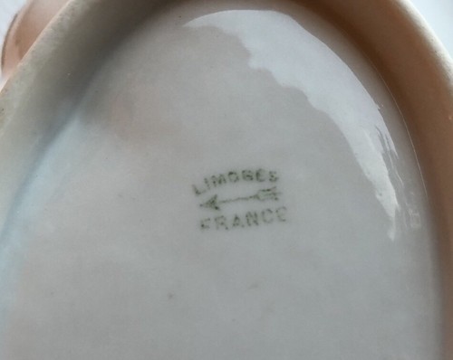 Limoges France Pale Green w/ Gold Trim Handled Trinket Dish Antique Lovely - Picture 7 of 12