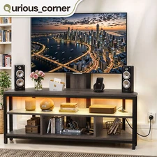 TV Stand Console with LED Power Outlets TV Mount Open Shelves for 40 to 70" TVs
