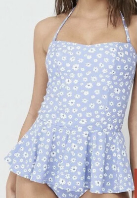 V By Very Mix & Match Peplum Tankini Top - Blue Floral UK Size 8 Covers Stomach