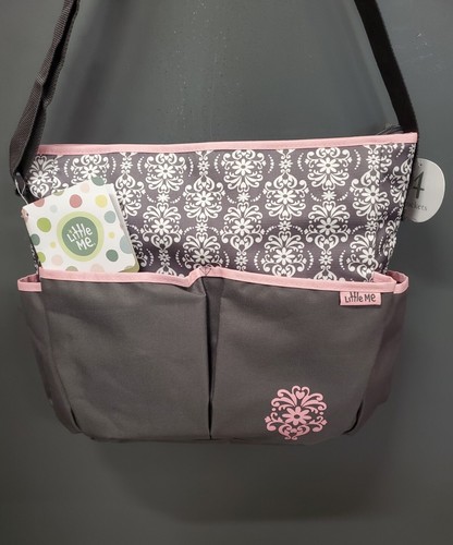 NWT Little Me Gray Pink Paisley Tote Diaper Bag With Changing Pad 4 Pocket - Picture 2 of 4