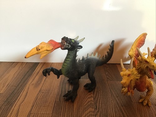 Lot Of 3 Fantasy Dragon Figure 1990’s GOT 2 Head 3 Head Fire Breathing - Picture 2 of 9