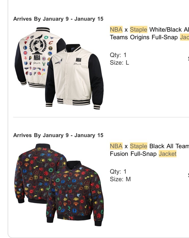 STAPLES X NBA ALL TEAMS ORIGINS FULL SNAP JACKET Men 