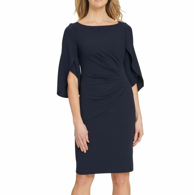 DKNY Womens Navy 3/4 Sleeve Above The 