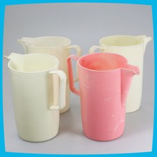 old vintage retro 4 White Pink Jugs Pitchers Kitchen Table Set 2L