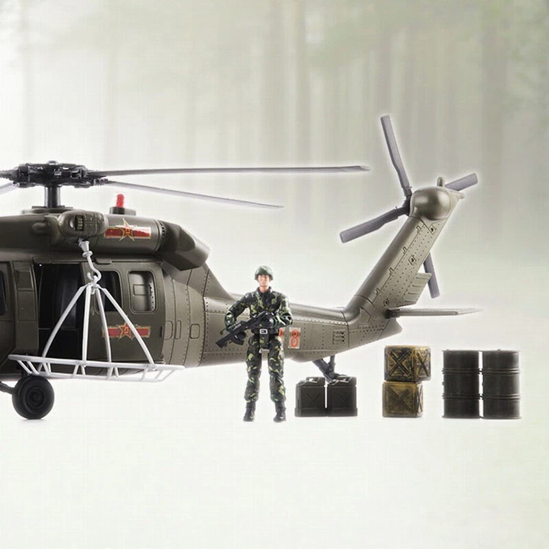 1:18 Black Hawk Rescue Team Helicopter Aircraft Soldier Equipment Military Model - Image 3 of 4
