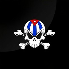 Cuba Skull Vinyl Die Cut Car Decal Sticker 5.75" w Cuba Flag 4
