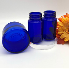 Vtg Cobalt Blue Glass Noxzema and Apothecary Jar Lot