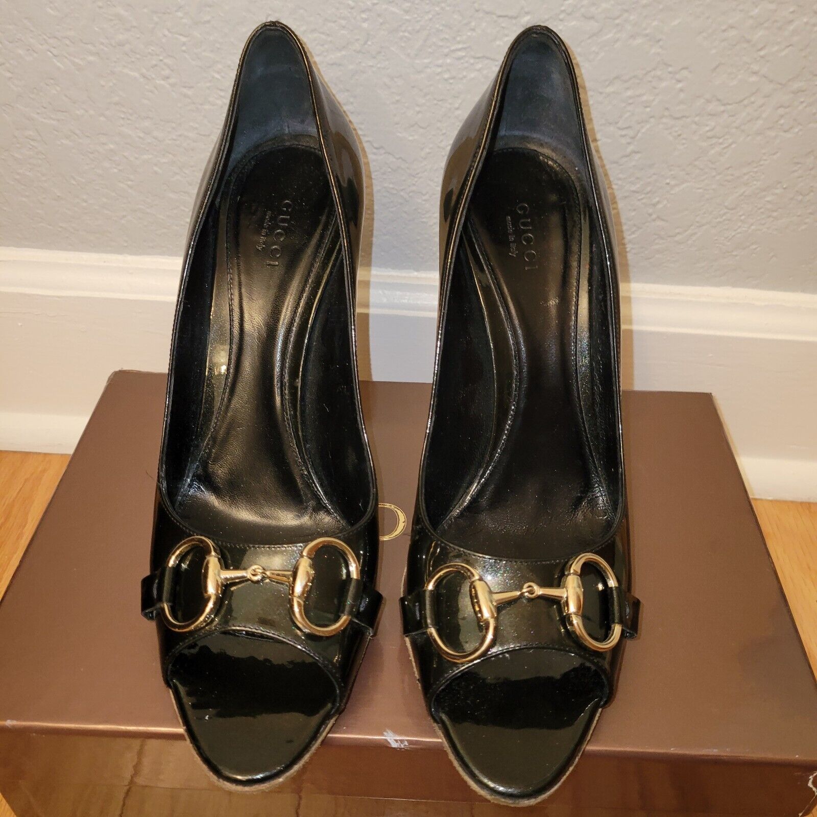 Authentic Black Patent leather  Gucci heels 9B - image 1