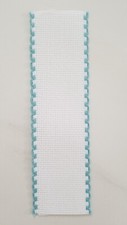 RIBBAND Bucilla Cross Stitch Bookmarks Blue edged Aida Cloth Needlework Crafts