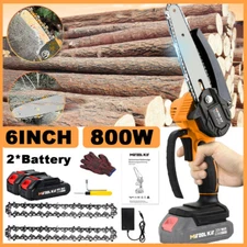 6" Mini Chainsaw Cordless Portable Small Handheld Electric Chain Saw 2×Battery