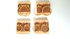 REAL 14 KT.GOLD PLATED CABLE HOOP EARRINGS MADE IN USA BUY 2 W/GIFT PACK
