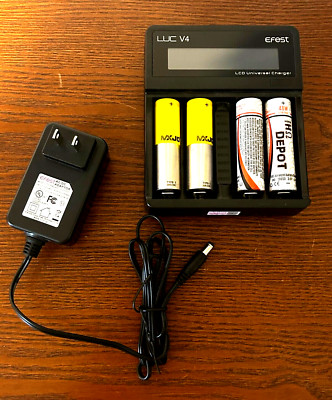 EFEST LUC V4 LCD Universal Charger w/ Battery & Power Supply