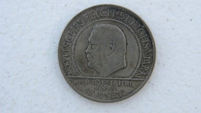 1929-G  Weimar Germany 5 Reichsmark, Paul Von Hindenburg READ ITEM DESCRIPTION