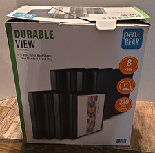 Pen Gear Durable View Storage Binder 1 in D-Ring 220 Sheet Black 8 Pack