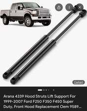 TEMBOR Hood Lift Supports 1999-2007 Ford F250-F550 Super Duty Excursion Pair 433