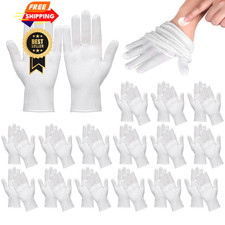 32 Pcs White Cotton Gloves, Moisturizing Sleep Gloves for Dry Standard,