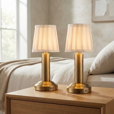 Elegante 2er Pack Akku Tischlampen mit verstellbarem Warmlicht - Gold Finish