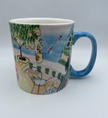 Eddie Bauer Watercolor Beach Farmer  Coffee Mug 14oz Nice Art Works Cup B9