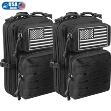 2-Pack Tactical Molle Pouch with Flag EDC Tool Waist Pack