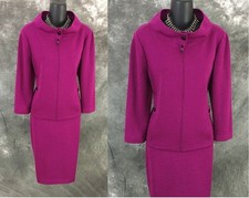 BEAUTIFUL St John collection knit purple jacket skirt suit size 8 10