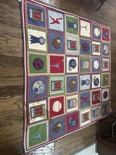Pottery Barn Kids Varsity Sports 85x83 Quilt Well Loved Several Flaws