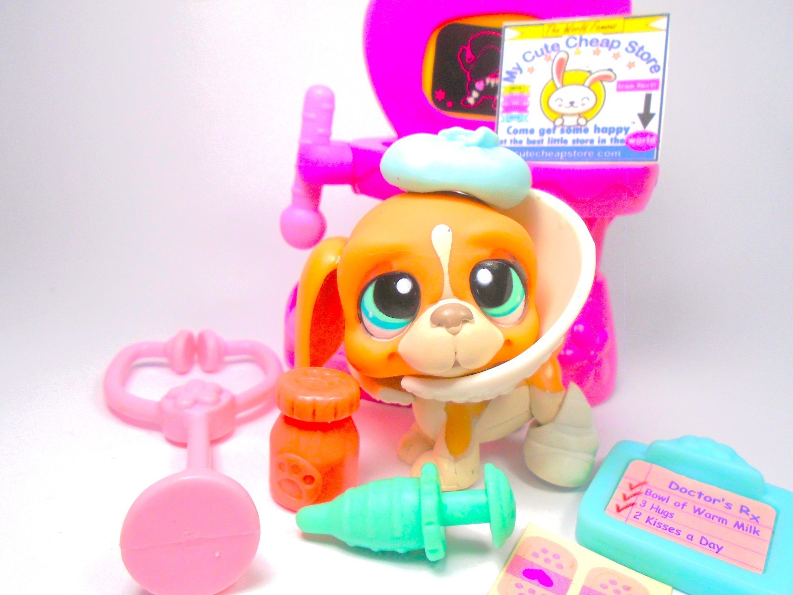 Littlest Pet Shop Rare French Basset Hound #1106 & accessories Authentic BLEMISH 2