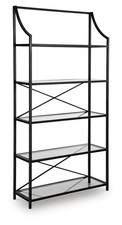 Dakerwell 72" Glass Bookcase with Metal Frame - 5 Shelf Display Storage Unit,
