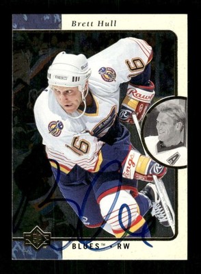 1995-96 Upper Deck SP #121 Brett Hull signed autograph Blue sharpie EAA1 BXCP71
