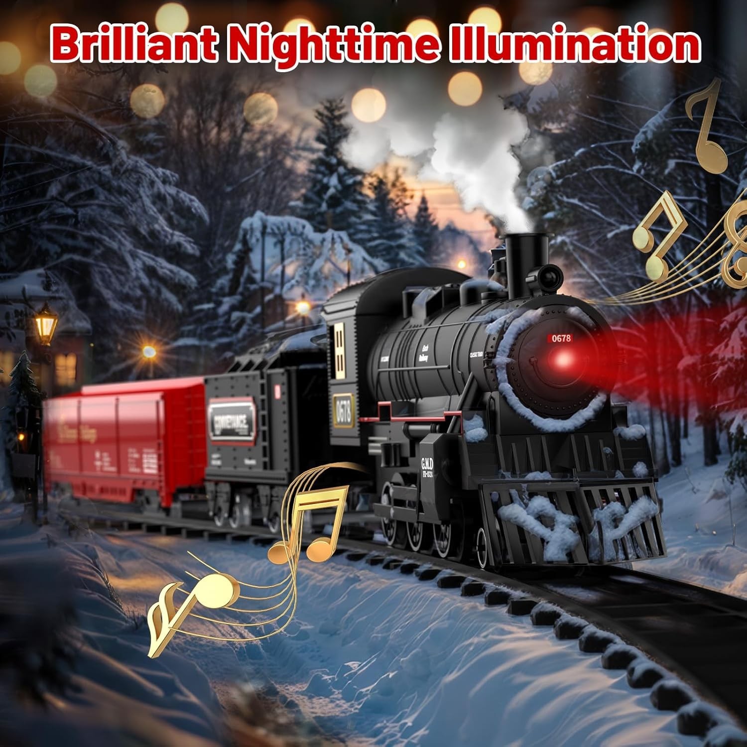 Steam Train Set Remote Control Locomotive Railroad Train RC Toy Kids Boys Gift