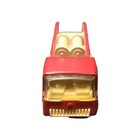 Red vintage 1970s Tonka No. 6 fire engine with yellow seats, black roof, and coiled hose detail.