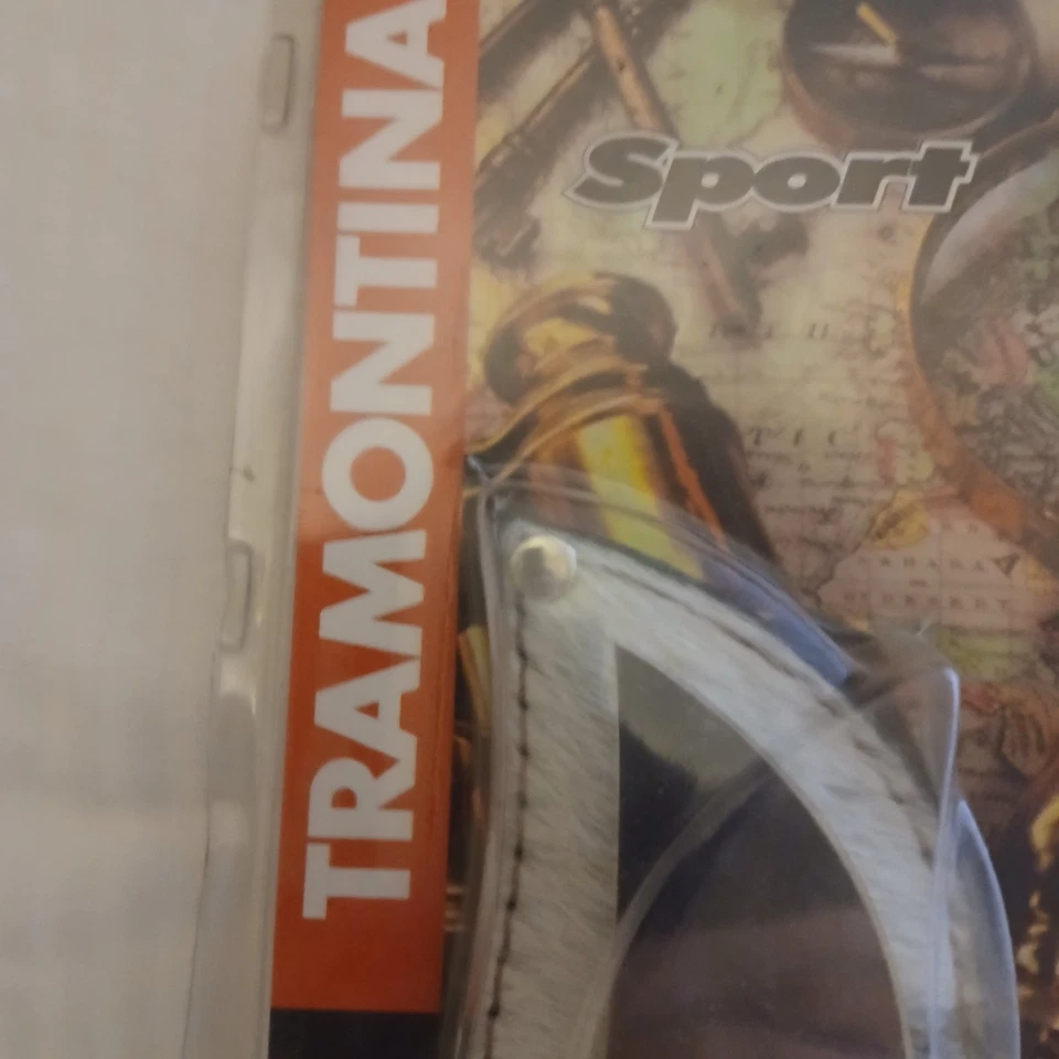 Cuchillo deportivo Tramontina Damasco hoja de 6" latón ornamentado mango de madera funda de cuero Foto 4 de 4