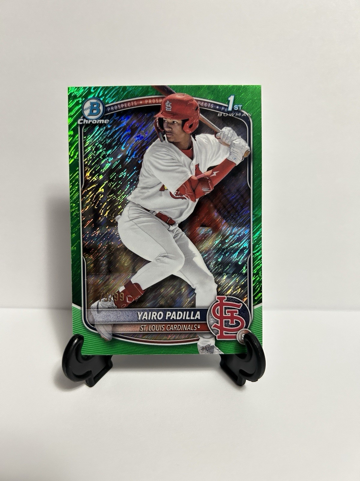 2025 Bowman Chrome 1st Prospect Yairo Padilla Green Shimmer Refractor /99