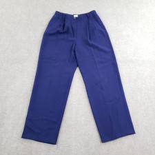 Armani Collezioni Pants Womens 8 Blue Pleated Straight Leg Made In Italy Wool